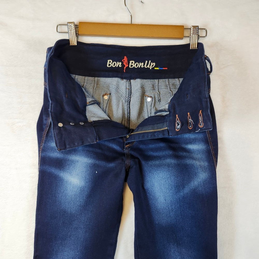 Bon Bonup Womens High Waisted Embroidered Dark Wash Skinny Jeans Blue Size 28 - Picture 11 of 14